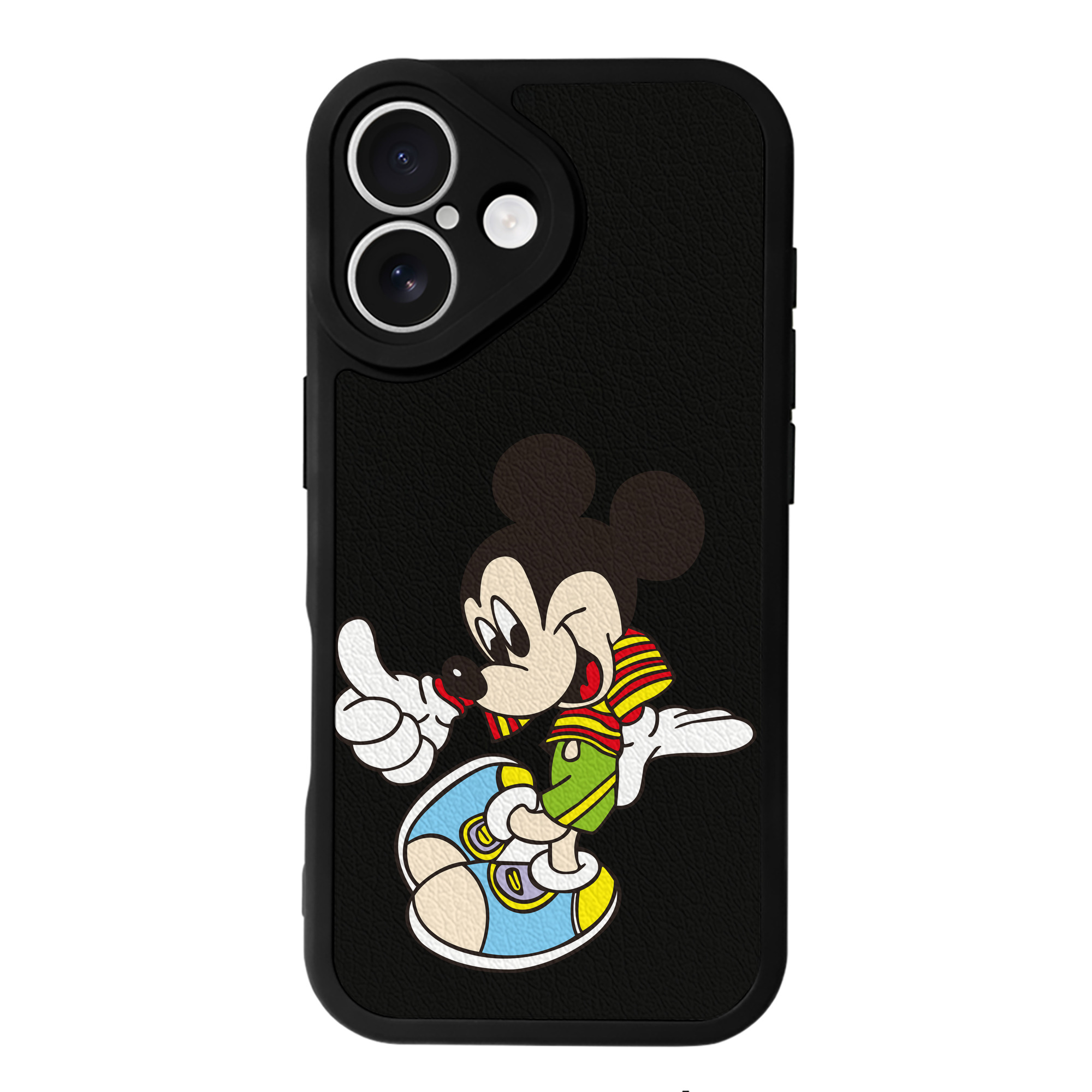 （画像用） ミッキーマウス Mickey Mouse 【iPhone 16シリーズ対応】シリコンスマホケース（レザー調） 材質：シリコン